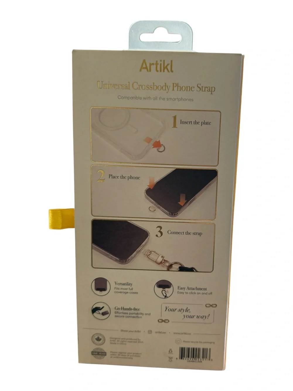 Artikl Universal Crossbody Phone Strap Adjustable 35.4–65 in Lavender Gold New